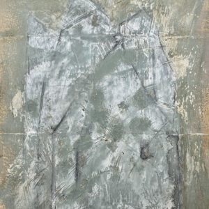 Modern abstract artwork using mixed media using recycled paper and card.
