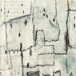 Modern abstract artwork using mixed media using recycled paper and card.